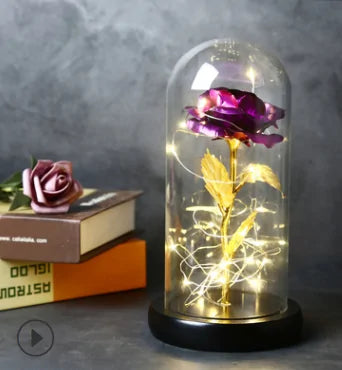 Rose In LED Glass- Beauty And The Beast Rose