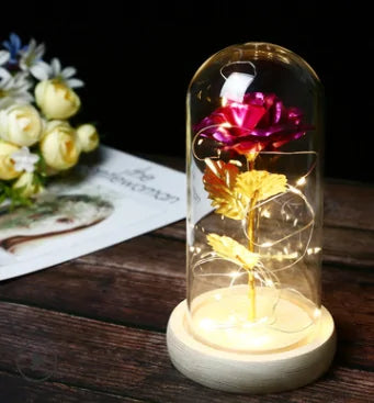 Rose In LED Glass- Beauty And The Beast Rose