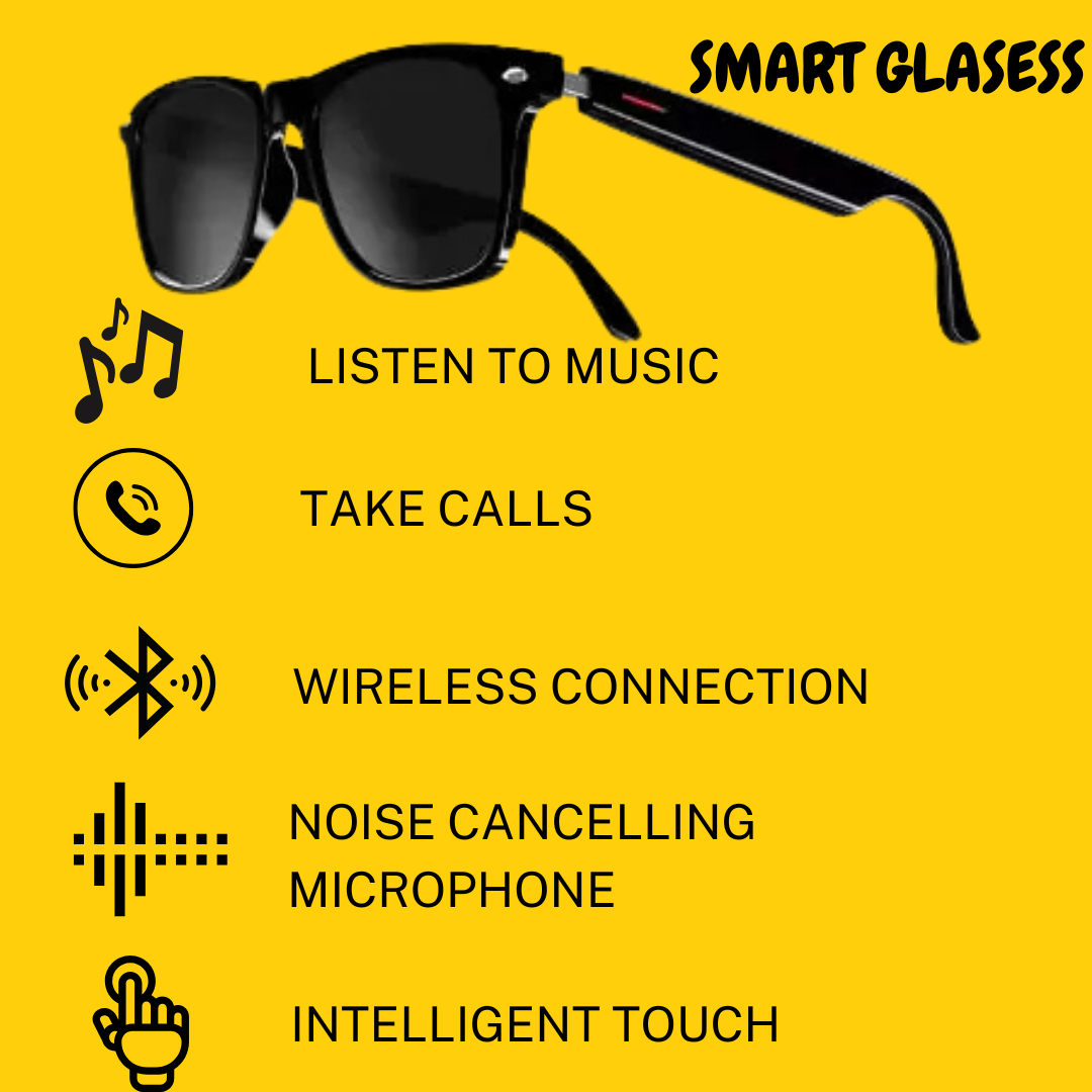 Smart Glasses Built-in Mic Speakers Touch & Voice Assistant Music [For Men & Women]