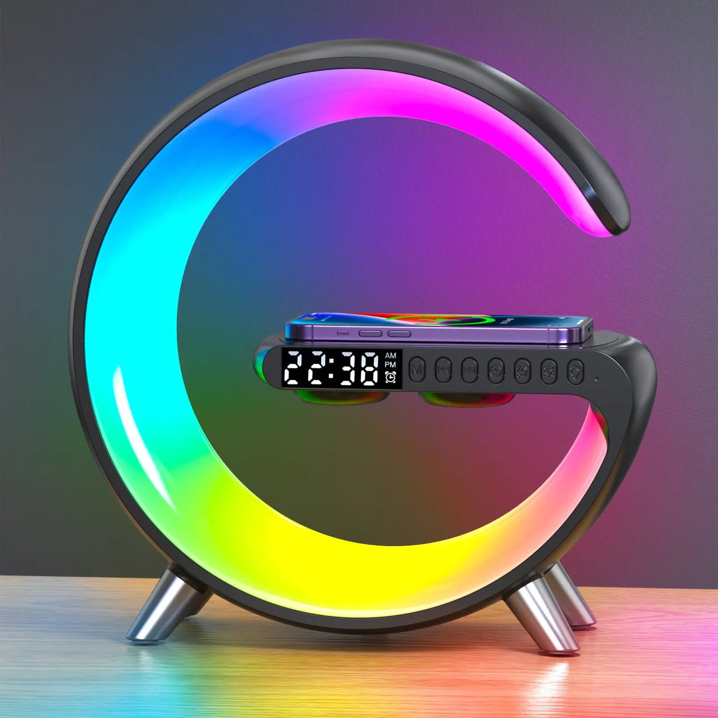 Multifunctional G Shape Lamp- Wireless Charger Smart Bluetooth speaker Wireless speaker