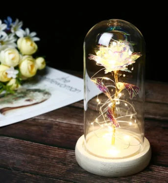 Rose In LED Glass- Beauty And The Beast Rose