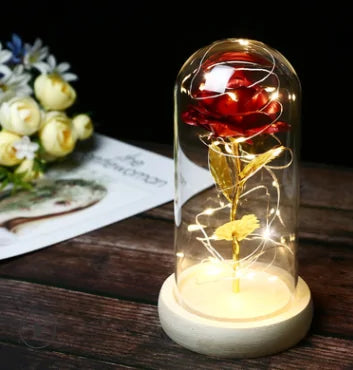 Rose In LED Glass- Beauty And The Beast Rose